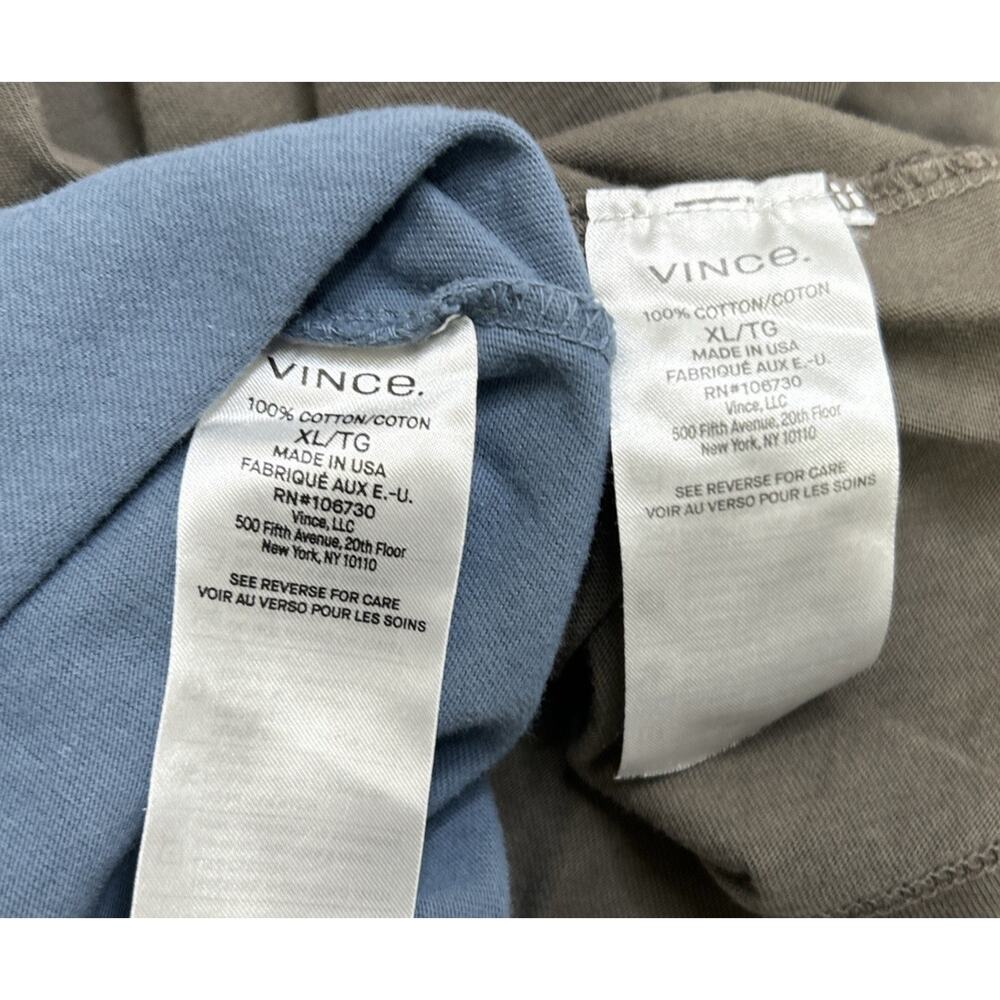Vince. Crewneck T-Shirt Men’s XL Lot Of 2 Blue Green 100% Cotton USA - Picture 6 of 9